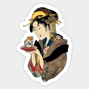 Tea Time with Shiba Inu Sticker